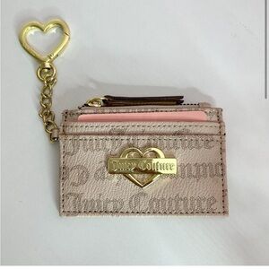 Juicy Couture Key Fob Credit Card Wallet Beige.
